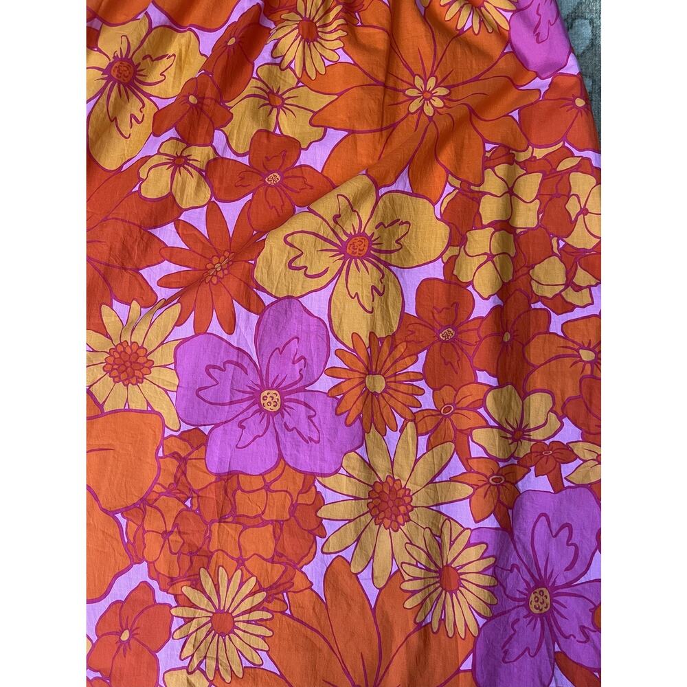 J. MARIE Lizzie Tropical Orange Pink Floral Ric Rac Cross Halter Midi Dress XL - Picture 10 of 15